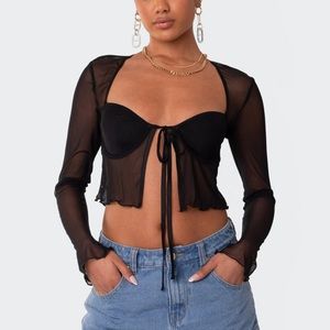 edikted tie front cupped mesh top